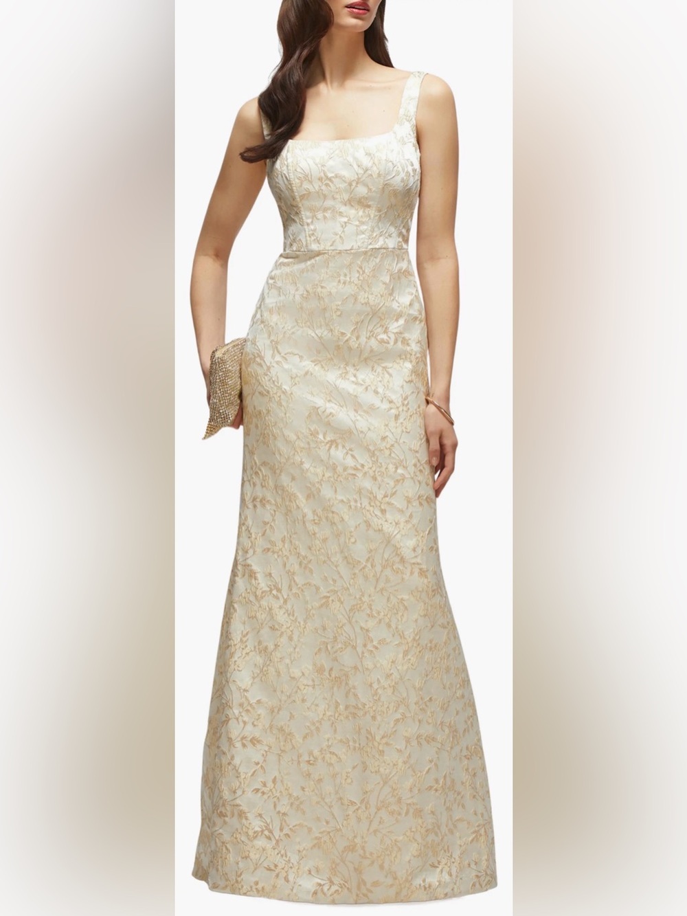 NEW DESSY COLLECTION Bettina Metallic Brocade Trumpet Gown Sz 2
